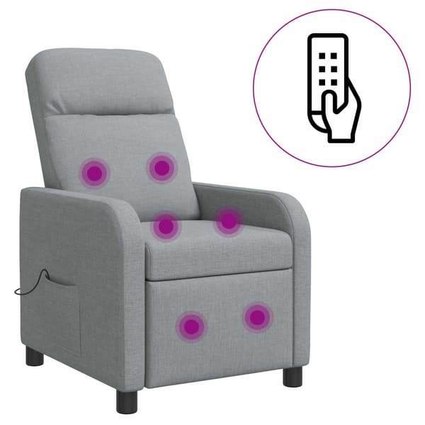 Massagefåtölj Ljusgrå Tyg