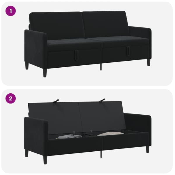 Soffa med förvaring Svart 192 x 78 x 87 cm Polyester