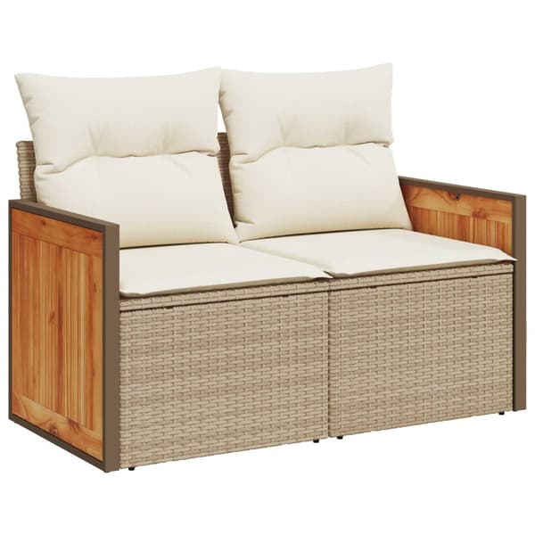 Soffset 7 st Beige och krämvit Poly Rattan och stål