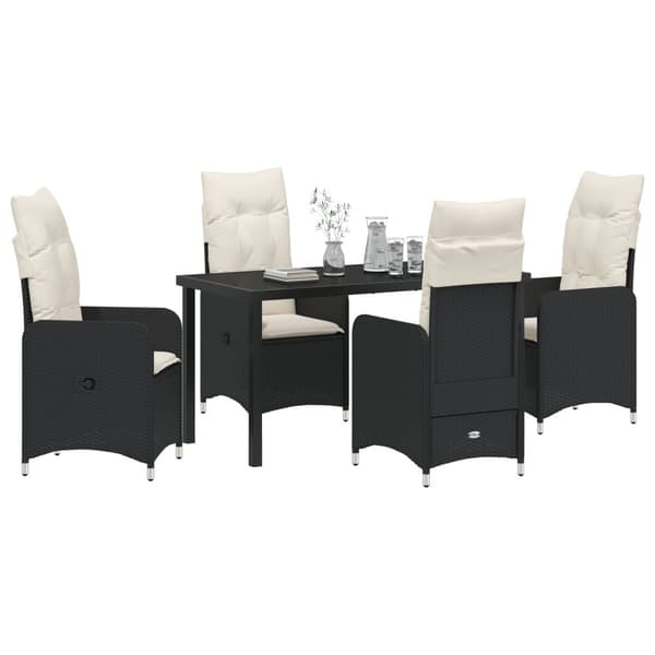 Trädgårdsmöbelset 5 pcs Svart konstrotting