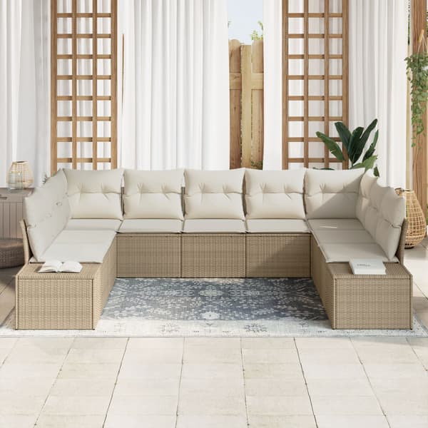 Trädgårdsoffset 9 st 8-Antal sittplatser Beige och gräddfärgad