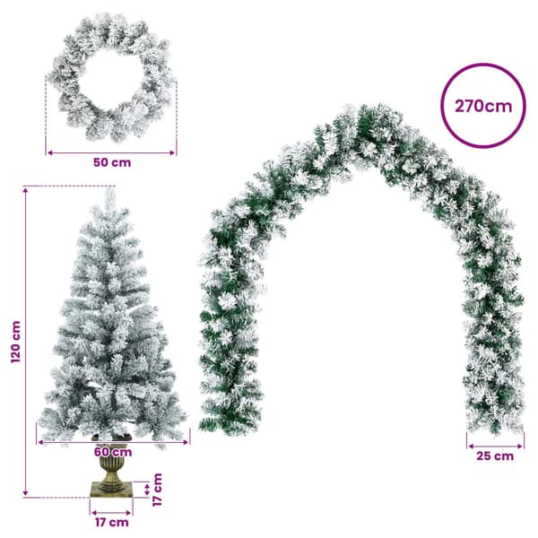 Mini-julgransset 120 cm PVC Grön och Vit