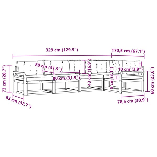 Utomhussoffset med kudde 5 pcs Naturlig och Beige
