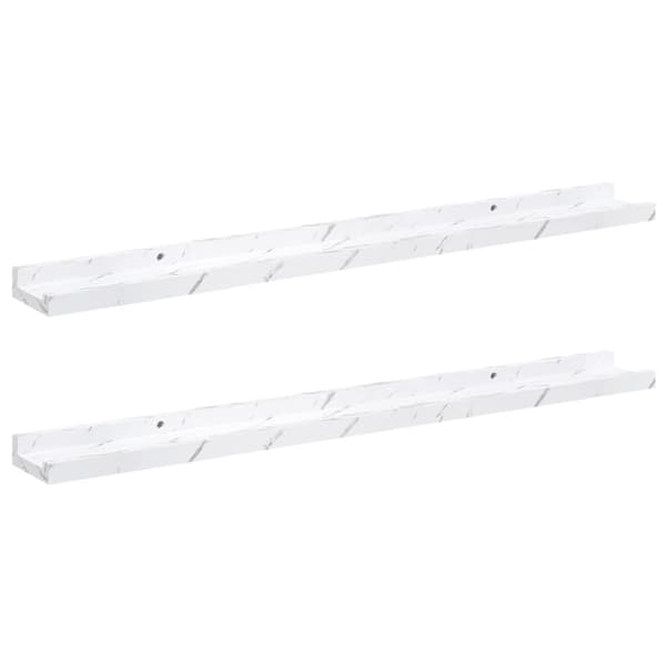 Vägg hylla Väggmonterat 2 pcs Vit marmor 80 x 9 x 3 cm