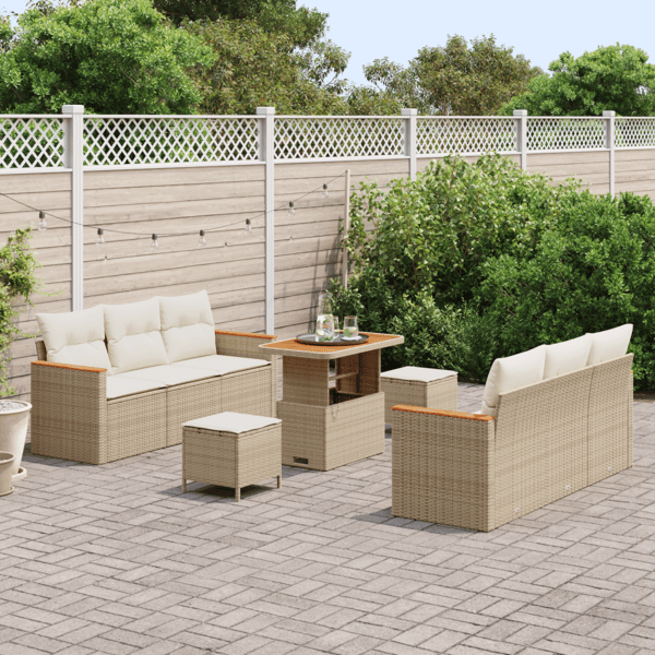 Trädgårdsoffset 11 pcs Beige och gräddfärgad konstrotting