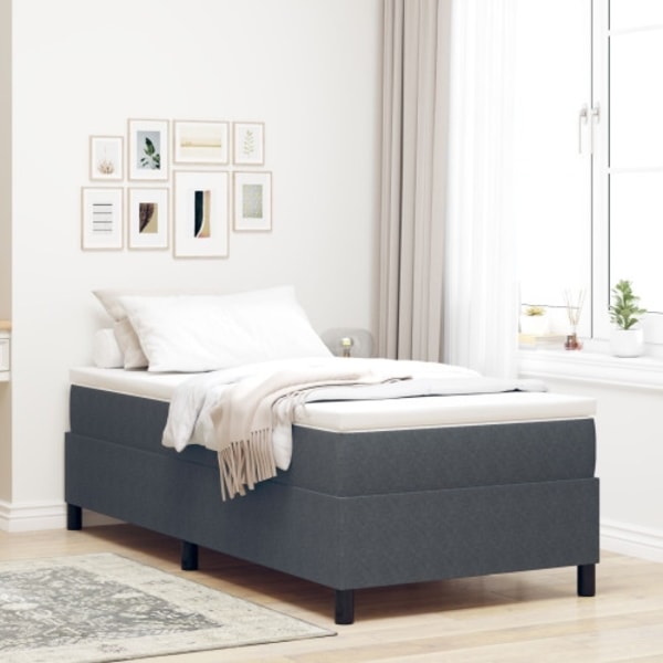 Boxspring säng med madrass mörkgrå 100 x 200 cm Corduroytyg