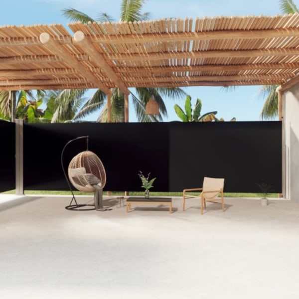 Infällbar sidomarkis svart 220x1200 cm