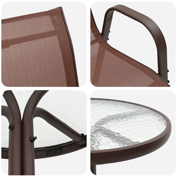 Trädgårds Bistro Set 3 pcs Brun Stål
