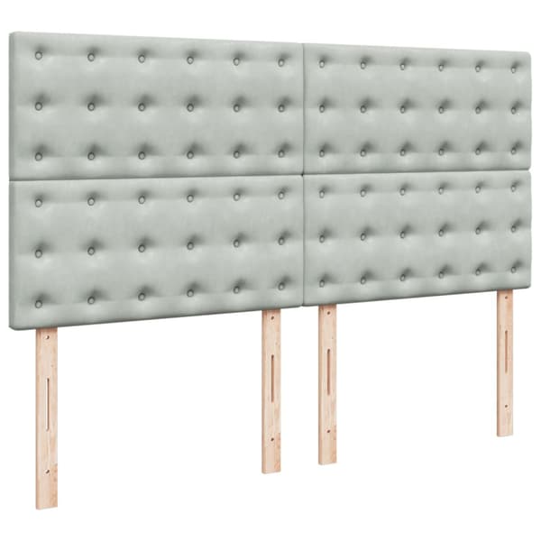 Ramsäng med madrass ljusgrå 200x200 cm sammet