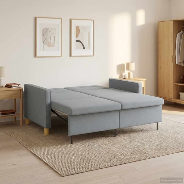 Pull Out Sofa Bed Ljusgrön Tyg