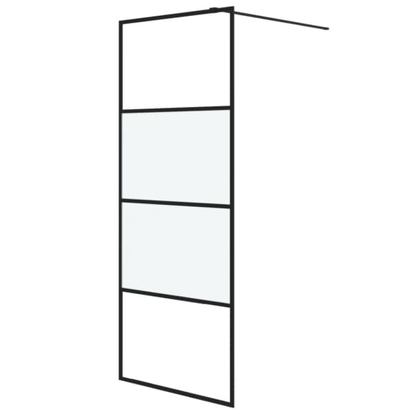 Duschvägg svart 80x195 cm halvfrostat ESG-glas