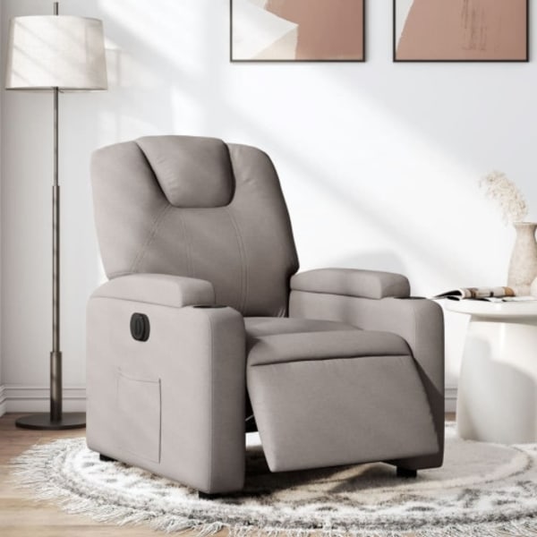 Elektrisk reclinerfåtölj taupe tyg