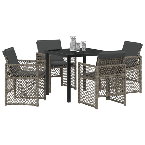 Trädgårdsmöbelset 5 pcs Grå konstrotting
