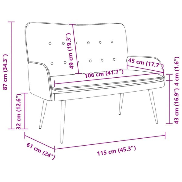 2-sits soffa Mörkgrå 115 x 61 x 87 cm tyg