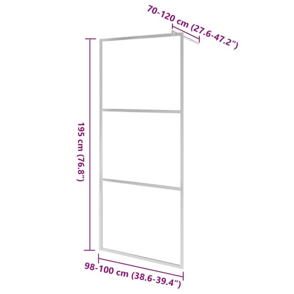 Duschvägg med helfrostat ESG-glas 100x195 cm
