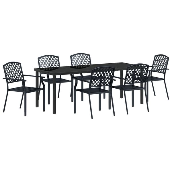Trädgårdsmöbelset 7 pcs Antracit Pulverlackerat stål