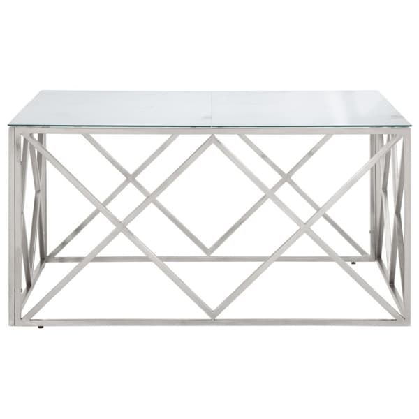 Soffbord silver rostfritt stål och härdat glas
