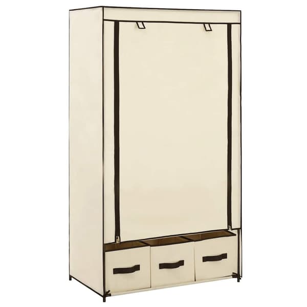Garderob gräddvit 87x49x159 cm tyg