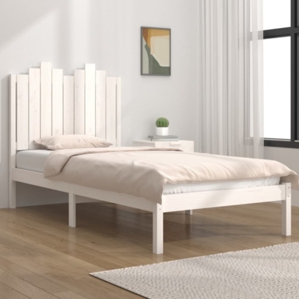 Sängram vit massivt trä 75x190 cm