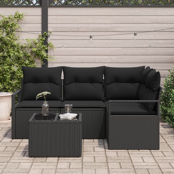 Soffset med kudde med lagring 5 pcs Svart konstrotting