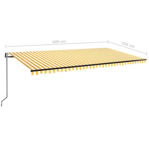Markis automatiskt infällbar 600x350 cm gul och vit