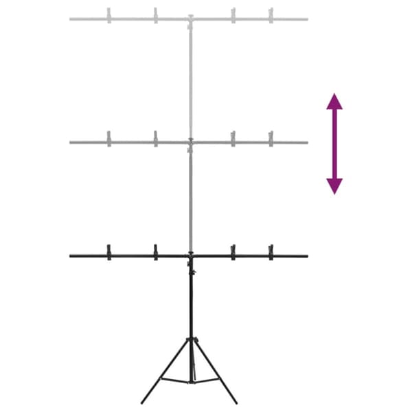 T-stativ svart 151x60x(70-200) cm
