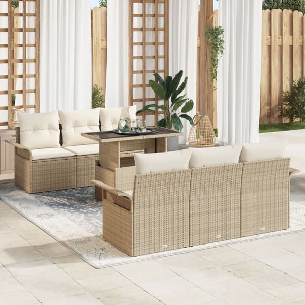 Trädgårdsoffset 7 st Beige konstrotting