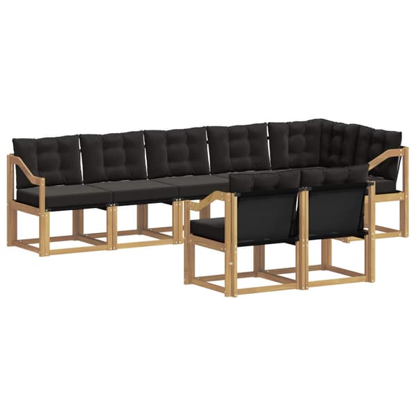 Utomhussoffset med kudde 8 pcs Vit och svart