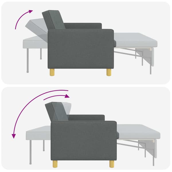 Pull Out Sofa Bed Mörkgrå Tyg