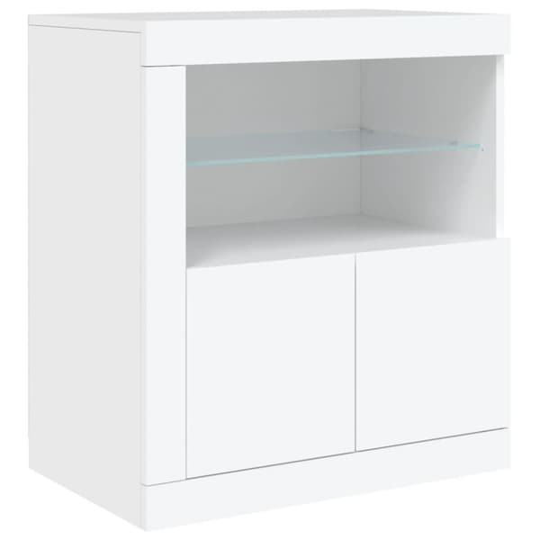 Skänk med LED-belysning vit 283x37x67 cm
