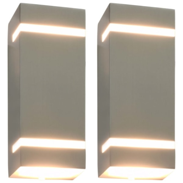 Utomhusvägglampa 2 st 35 W silver rektangulär