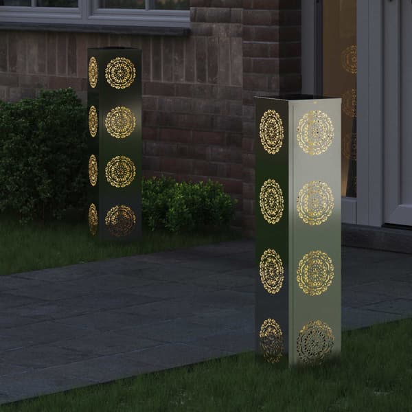 Solar LED Stig Ljus 2 pcs Silver Galvaniserat stål