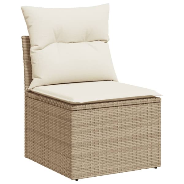 Soffgrupp för trädgård med dynor 4 delar beige konstrotting