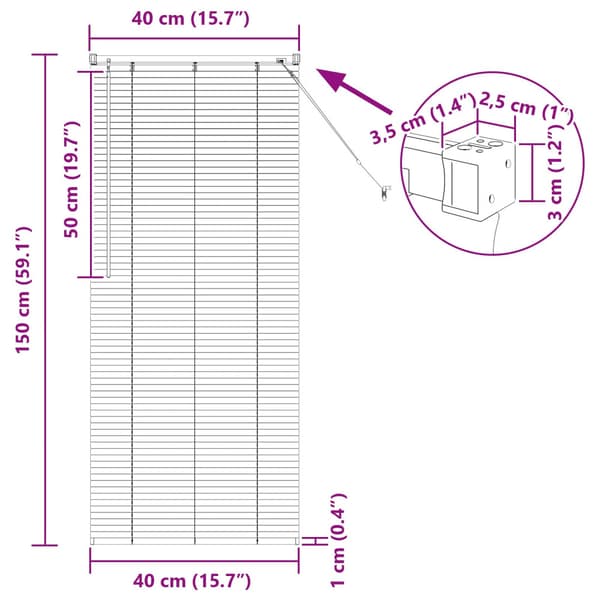 Persienn Vit 150 x 40 cm PVC