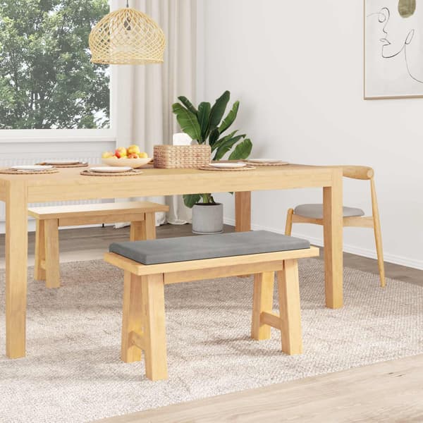 Bänk kudde Sammet (V) Ljusgrå Djup 35 cm
