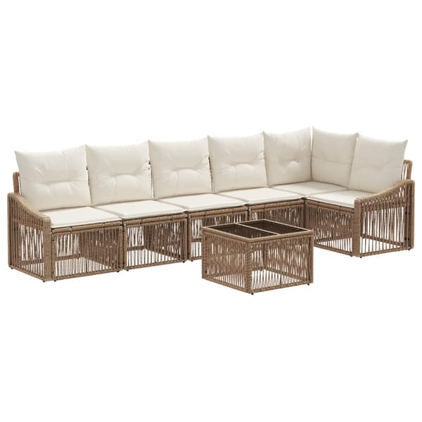 Trädgårdsoffset 7 pcs Beige konstrotting