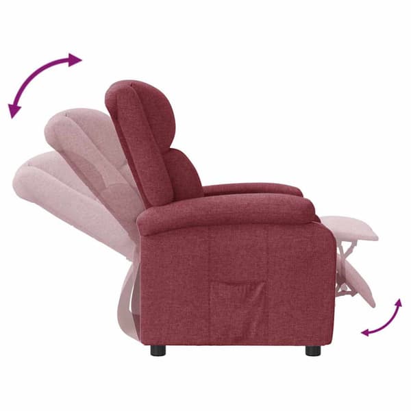 Reclinerfåtölj vinröd tyg