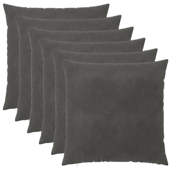 Kuddöverdrag 6 st HEERLEN Mörkgrå 55 x 55 cm Sammet