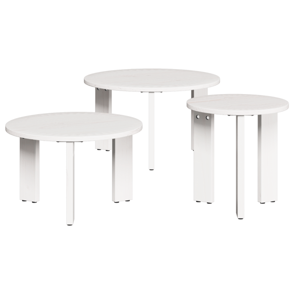 Kaffeebord 3 pcs Vit Massiv furu