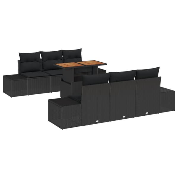 Trädgårdsoffset med lagring 7 pcs Svart Poly rattan