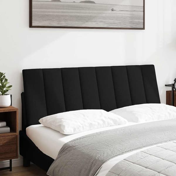 Headboard Cushion "Hanko" Black 140 cm Fabric