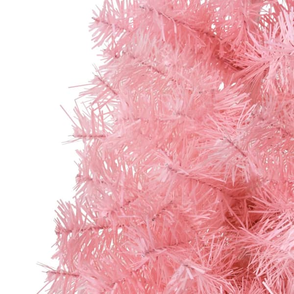 Smal halv plastgran med stativ rosa 150 cm