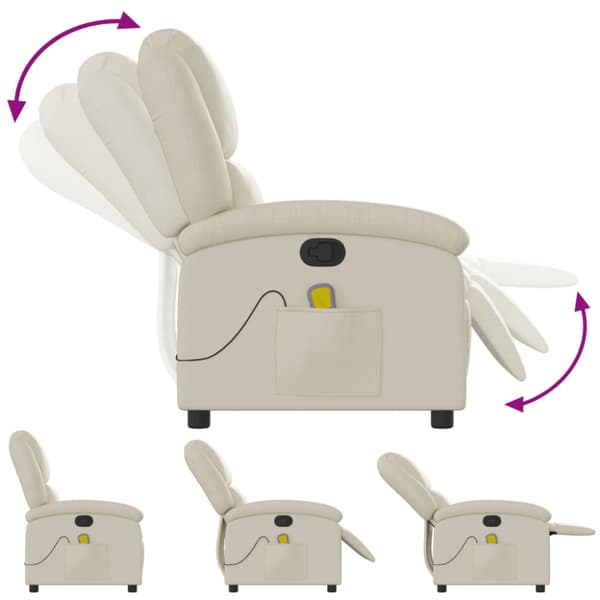 Massagefåtölj gräddvit konstläder
