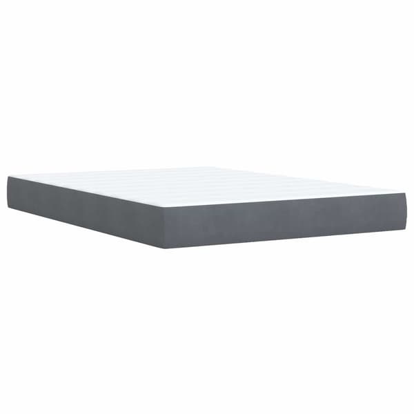 Boxspring säng med madrass och LED Mörkgrå 160 x 200 cm Sammet
