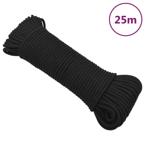 Båtlina helsvart 5 mm 25 m polypropen