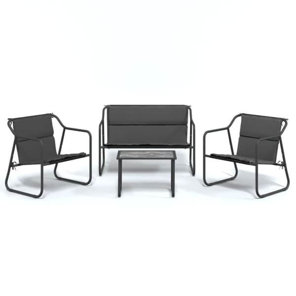 Loungegrupp 4 delar med dynor antracit stål