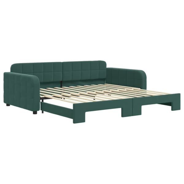 Dagbädd utdragbar mörkgrön 100x200 cm sammet