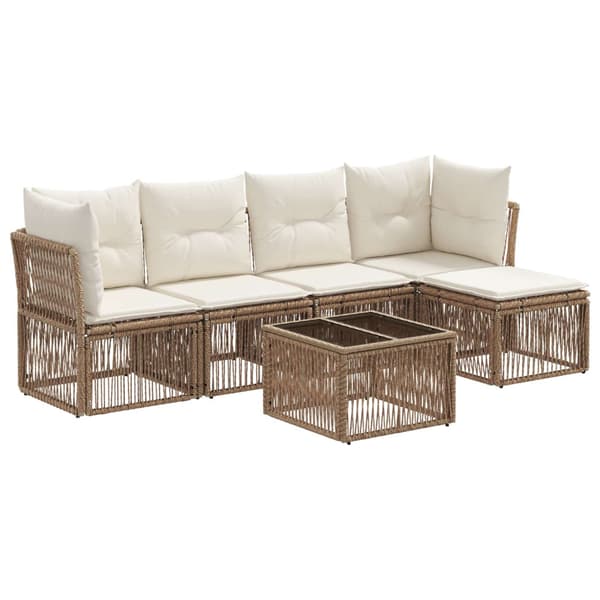 Trädgårdsoffset 6 pcs Beige konstrotting