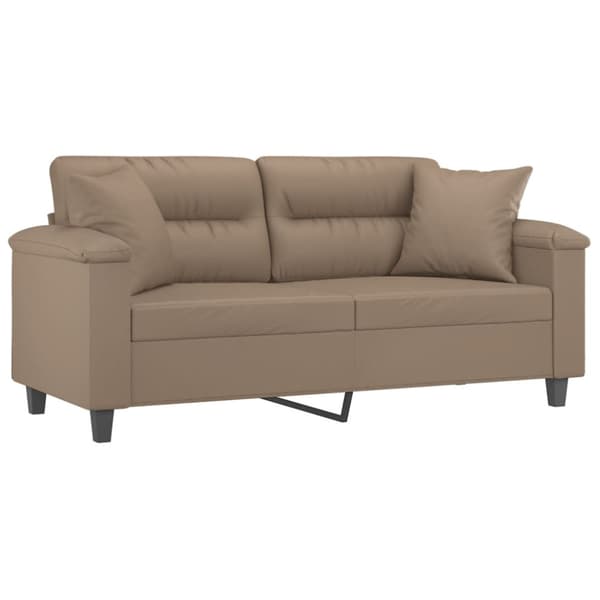 2-sits soffa med prydnadskuddar cappuccino 140 cm konstläder