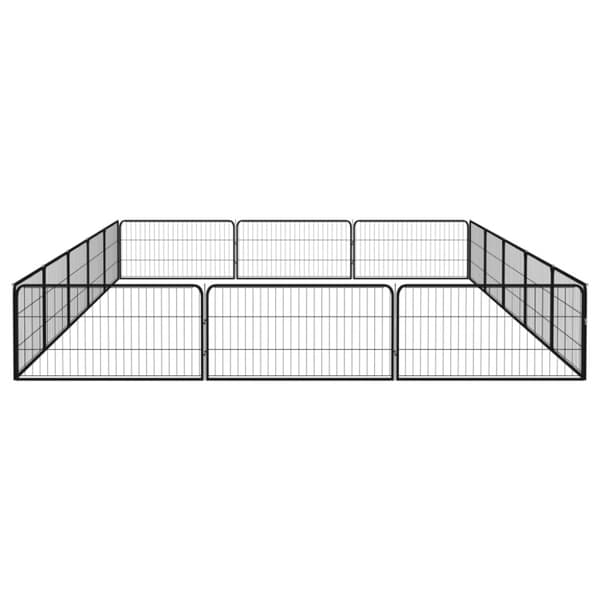 Hundbur 16 paneler svart 100x50 cm pulverlackerat stål
